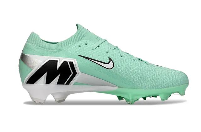 Nike Vert Blanc Tricot Chaussant Supérieur Clous Coniques Moldés Sol Firme Chaussures de Football 16