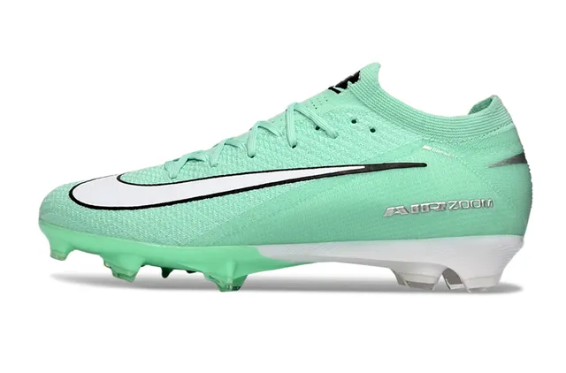 Nike Vert Blanc Tricot Chaussant Supérieur Clous Coniques Moldés Sol Firme Chaussures de Football 17