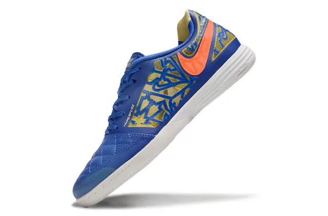 Nike Hyperfade Azul Laranja Sapatos de Futebol Indoor com Biqueira Quilted e Overlay de Malha com Impressão Graffiti 3