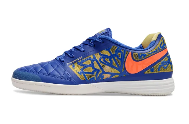 Nike Hyperfade Azul Laranja Sapatos de Futebol Indoor com Biqueira Quilted e Overlay de Malha com Impressão Graffiti 8