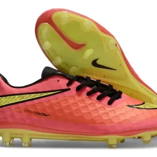 Nike Hypervenom Phantom Pink Yellow Sapatos de futebol de upper sintético com textura de ninho de abelha, corte baixo para grampo firme