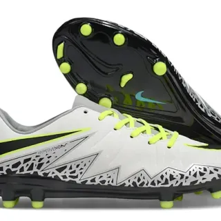 Nike Hypervenom Tênis de Futebol Branco Preto Amarelo Neon Firm-Ground