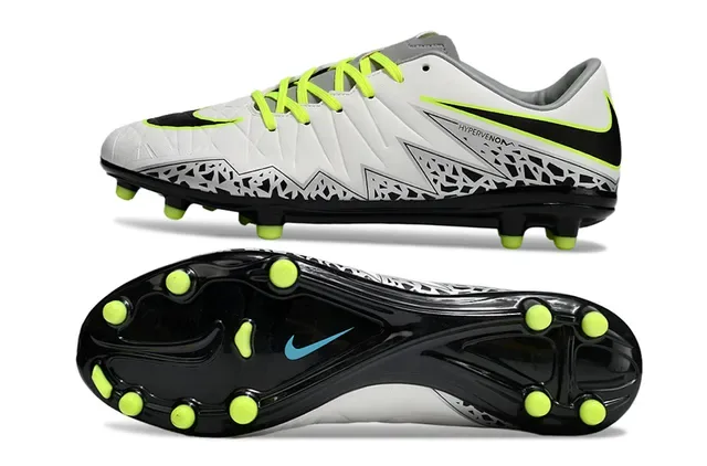 Nike Hypervenom White Black Neon Yellow Firm-Ground Soccer Shoes 6