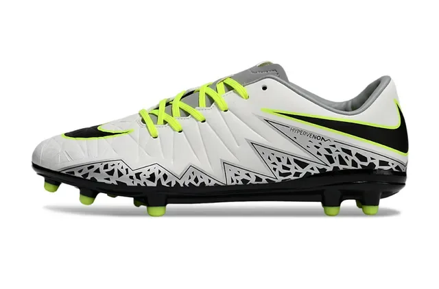 Nike Hypervenom White Black Neon Yellow Firm-Ground Soccer Shoes 7