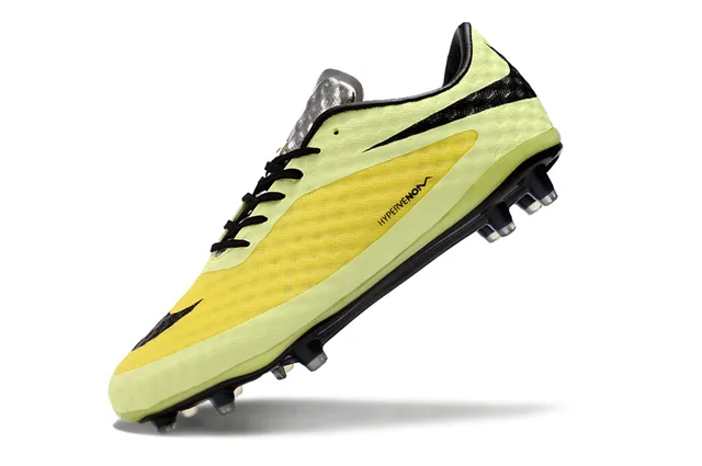 Nike Hypervenom Amarelo Preto baixo no corte texturizado antepé jaula campo firme sapatos de futebol 3