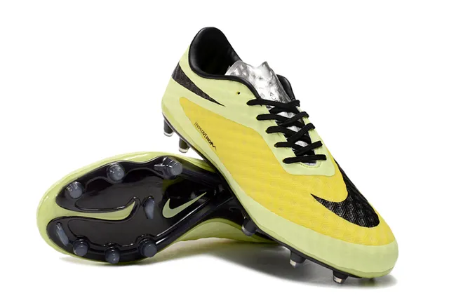 Nike Hypervenom Amarelo Preto baixo no corte texturizado antepé jaula campo firme sapatos de futebol 4