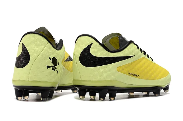 Nike Hypervenom Amarelo Preto baixo no corte texturizado antepé jaula campo firme sapatos de futebol 5