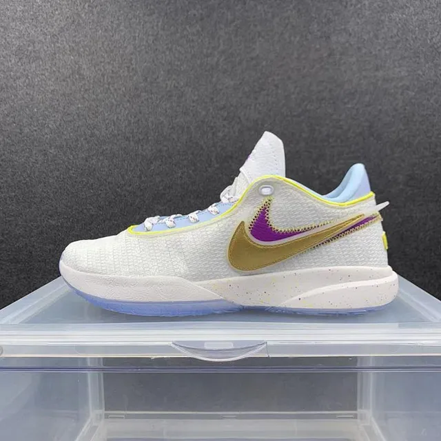 Nike KD Blanc Doré Violet Jaune Tricot Texturé Chaussures de basket 2