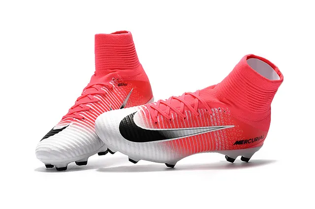 Nike Mercurial High-Cut Gradient Pink White Firm-Ground Soccer Shoes 7