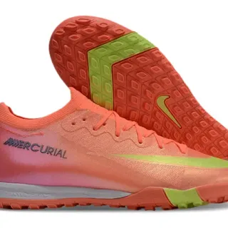 Nike Mercurial 橙绿针织鞋面 模制外底 草地足球鞋
