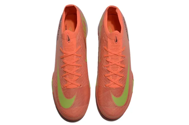 Nike Mercurial Orange Green Knit Upper Molded Outsole Turf Soccer Shoes 2