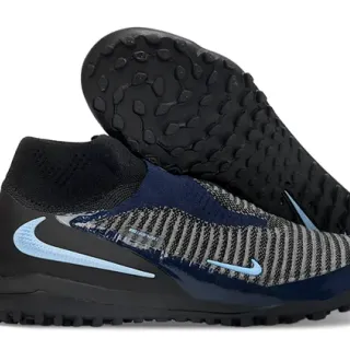 Nike Mercurial Superfly Preto Marinho Upper em Malha Ajustado ao Tornozelo Estudos Conicos Turf Sapatos de Futebol
