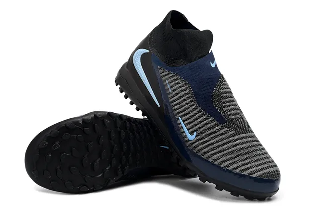 Nike Mercurial Superfly Black Navy Sock-Fit Knit Upper Conical Studs Turf Soccer Shoes 3