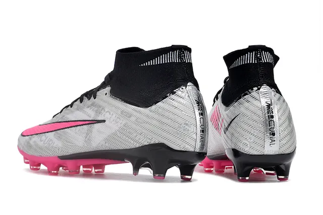 Nike Mercurial Superfly चांदी धूसर काला गुलाबी दृढ़ मिट्टी फुटबॉल जूते 4