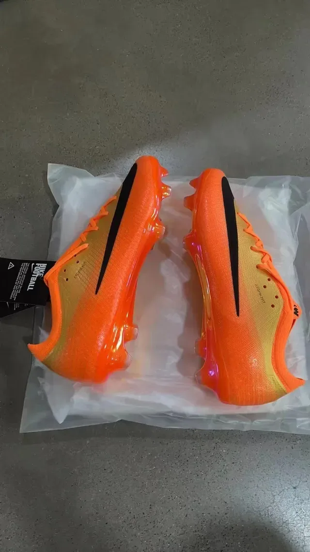 Nike Mercurial Vapor Naranja Oro Low Cut Empeine Sintético Cordones Asimétricos Firm Ground Zapatos de Fútbol 3