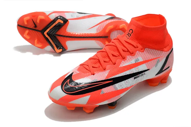 Nike Mercurial Vapor Laranja Branco Preto Solo firme sapatos de futebol 13