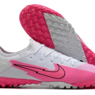 Nike Mercurial Vapor Branco Rosa Baixo Corte Superior Malha Gráfico Raio Sapatos de Futebol Turf