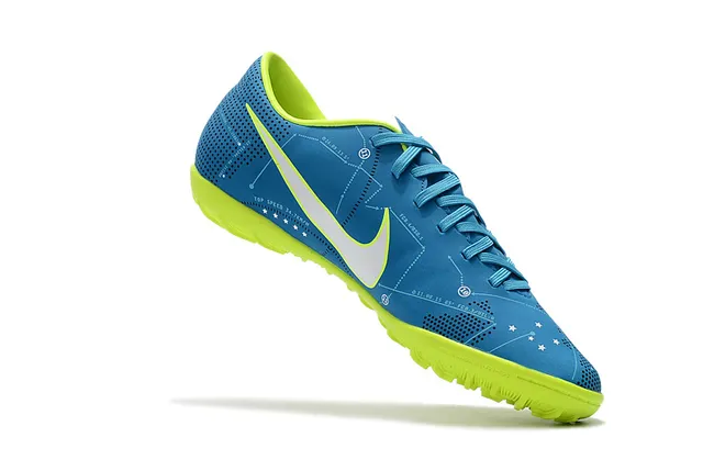 Nike Mercurial X Sapatos de Futebol Azul e Neón Lime para Gramado 7