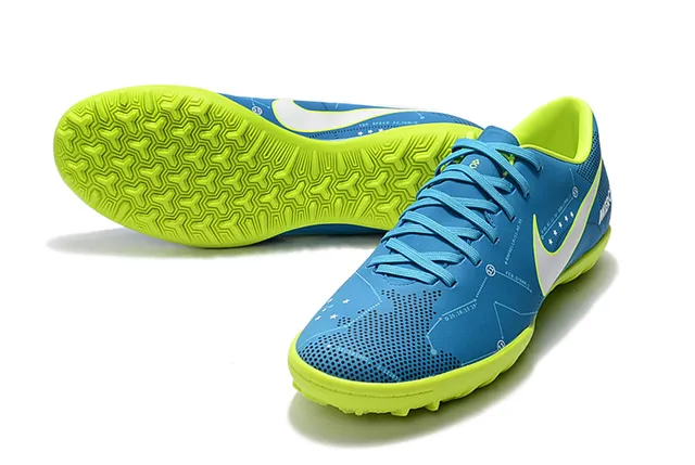 Nike Mercurial X Sapatos de Futebol Azul e Neón Lime para Gramado 9