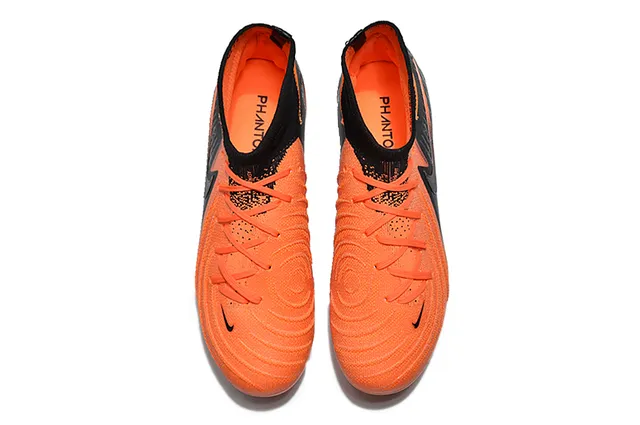 Nike नारंगी काली उच्च-कट सॉक-फिट कॉलर सिंथेटिक टेक्स्चर्ड अपर फर्म-ग्राउंड सोकर शूज 2