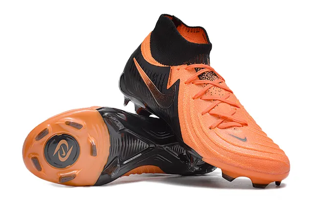 Nike नारंगी काली उच्च-कट सॉक-फिट कॉलर सिंथेटिक टेक्स्चर्ड अपर फर्म-ग्राउंड सोकर शूज 3