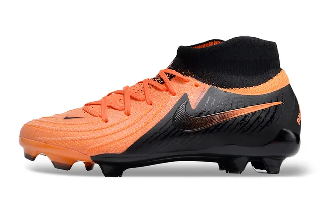Nike नारंगी काली उच्च-कट सॉक-फिट कॉलर सिंथेटिक टेक्स्चर्ड अपर फर्म-ग्राउंड सोकर शूज 8