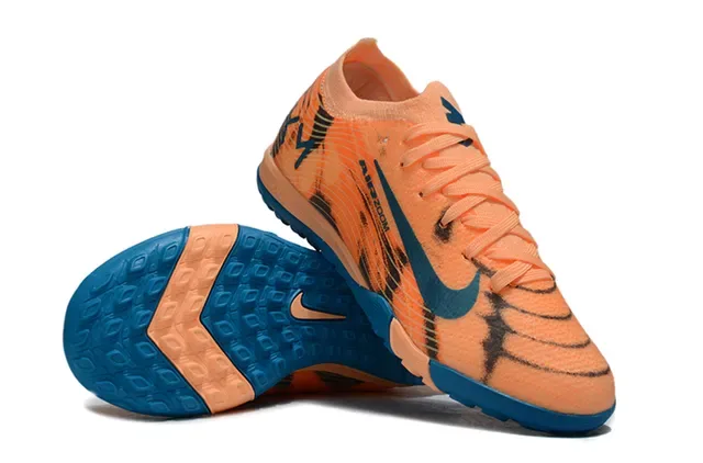 Nike Chuteira de futebol turf laranja azul upper malha impressão gráfica 4