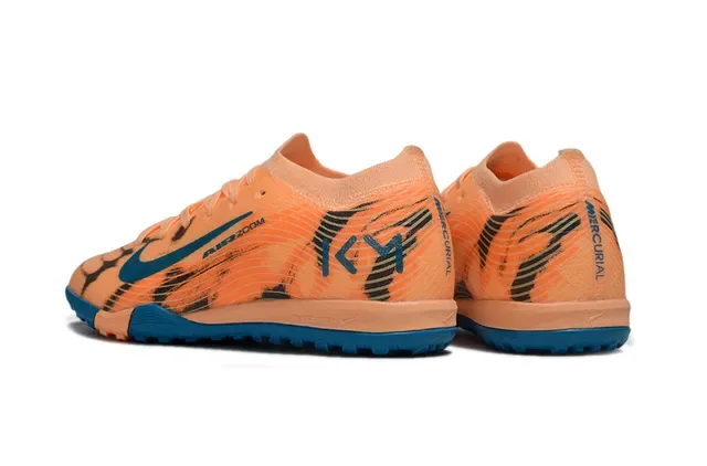 Nike Chuteira de futebol turf laranja azul upper malha impressão gráfica 6