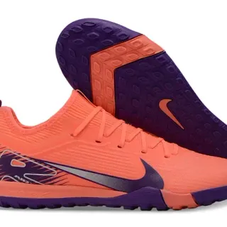 Nike Laranja Roxo Sapatos de Futebol Turf Upper Knit Gola Baixa