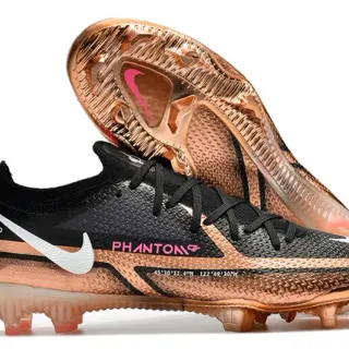 Nike Phantom GT Black Gold Low-Cut Synthetic Upper Metallic Copper Overlay Firm-Ground Soccer Shoes