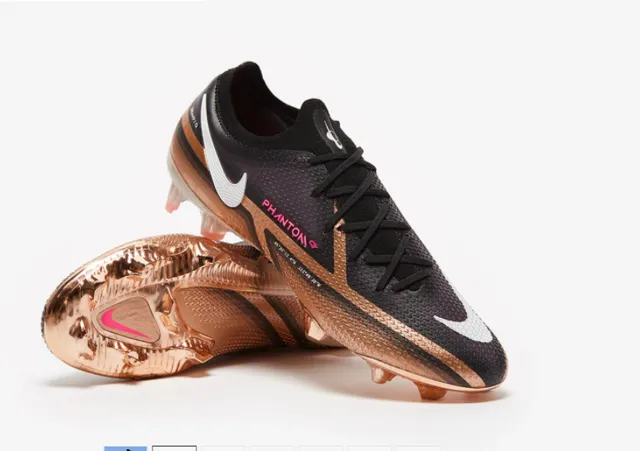 Nike Phantom GT Preto Dourado Baixo Corte Superior Sintético Recobrimento Metálico Cobre Superfície Natural Calçado de Futebol 8