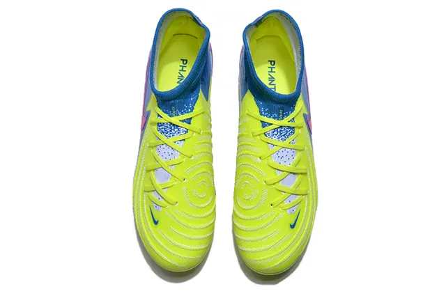 Nike Phantom GT Azul Amarillo Bajo Corte Cuello Ajuste Calcetín Cordones Asimétricos Firm-Ground Zapatos de Fútbol 2