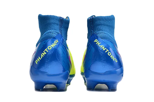 Nike Phantom GT Azul Amarillo Bajo Corte Cuello Ajuste Calcetín Cordones Asimétricos Firm-Ground Zapatos de Fútbol 4