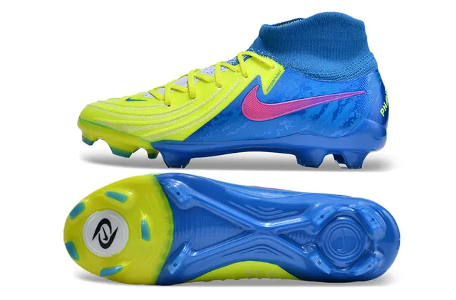 Nike Phantom GT Azul Amarillo Bajo Corte Cuello Ajuste Calcetín Cordones Asimétricos Firm-Ground Zapatos de Fútbol 5