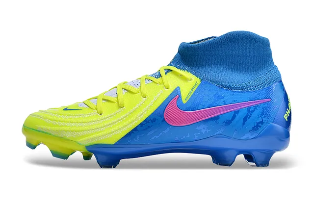 Nike Phantom GT Azul Amarillo Bajo Corte Cuello Ajuste Calcetín Cordones Asimétricos Firm-Ground Zapatos de Fútbol 8