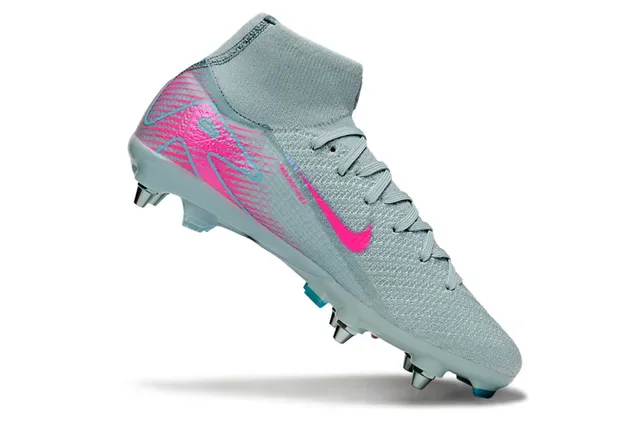 नाइक फैंटम जिटि Gray Pink High-Cut Sock-Fit Collar Firm-Ground फुटबॉल जुता 2