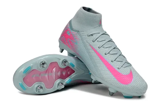 नाइक फैंटम जिटि Gray Pink High-Cut Sock-Fit Collar Firm-Ground फुटबॉल जुता 4