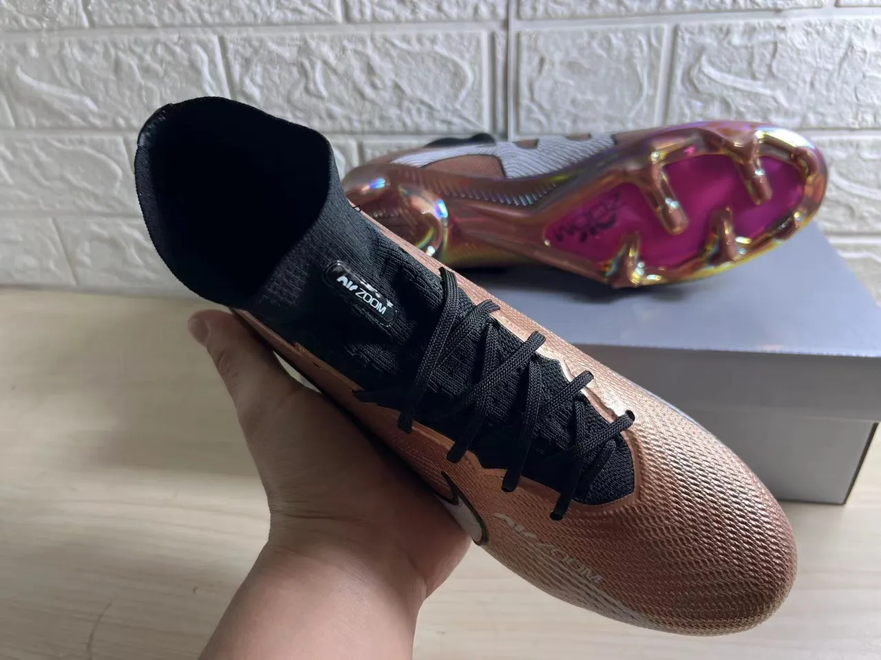 Nike Phantom GT गुलाबी काला उच्च काट सॉक फिट कॉलर फर्म ग्राउंड फुटबॉल जूते 7