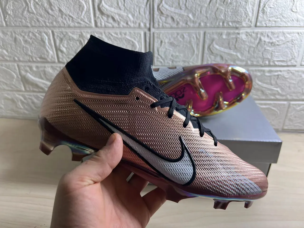Nike Phantom GT गुलाबी काला उच्च काट सॉक फिट कॉलर फर्म ग्राउंड फुटबॉल जूते 8