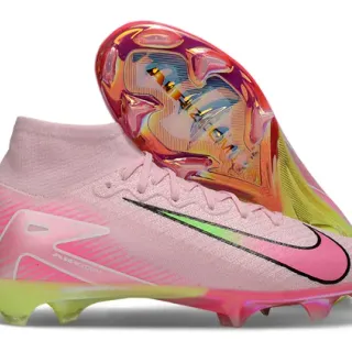 Nike Phantom GT Rose Vert Coupe haute Tricot supérieur Plaque de semelle Iridescent Sol ferme Chaussures de football