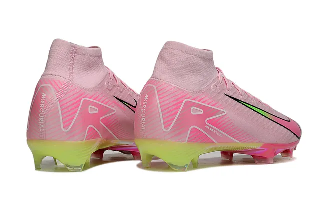 Nike Phantom GT Rosa Verde Corte Alto Malha Superior Placa da Sola Iridescente Campo Firme Sapatos de Futebol 2