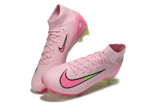 Nike Phantom GT Rosa Verde Corte Alto Malha Superior Placa da Sola Iridescente Campo Firme Sapatos de Futebol 4