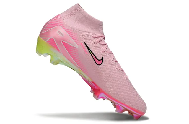 Nike Phantom GT Rosa Verde Corte Alto Malha Superior Placa da Sola Iridescente Campo Firme Sapatos de Futebol 5