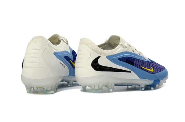 Nike Phantom GT Sapatos de futebol com upper de knit branco e azul revestimento assimétrico em terra firme 7