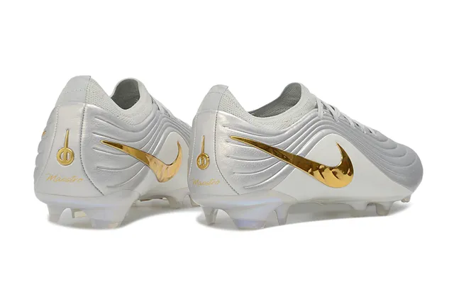 Nike Phantom GT सफेद सोना सिलवटदार सिंथेटिक ऊपरी भाग इंद्रधनुषी फिनिश Firm-Ground फुटबॉल जूते 5