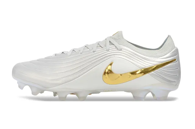 Nike Phantom GT सफेद सोना सिलवटदार सिंथेटिक ऊपरी भाग इंद्रधनुषी फिनिश Firm-Ground फुटबॉल जूते 7