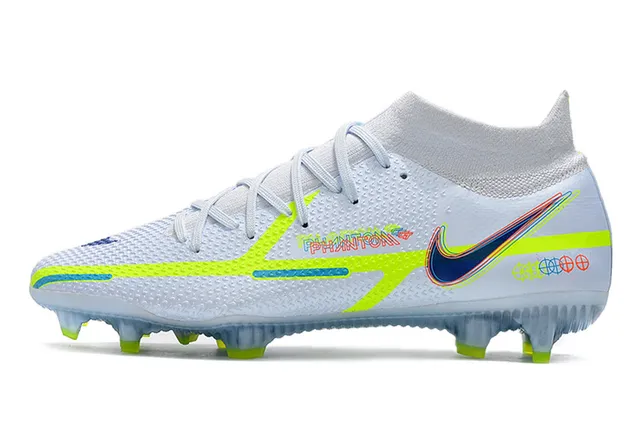 Nike Phantom GT White Green منخفض القطع كولار جوارب أرض صلبة أحذية كرة القدم 6