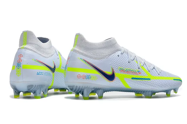 Nike Phantom GT White Green منخفض القطع كولار جوارب أرض صلبة أحذية كرة القدم 8
