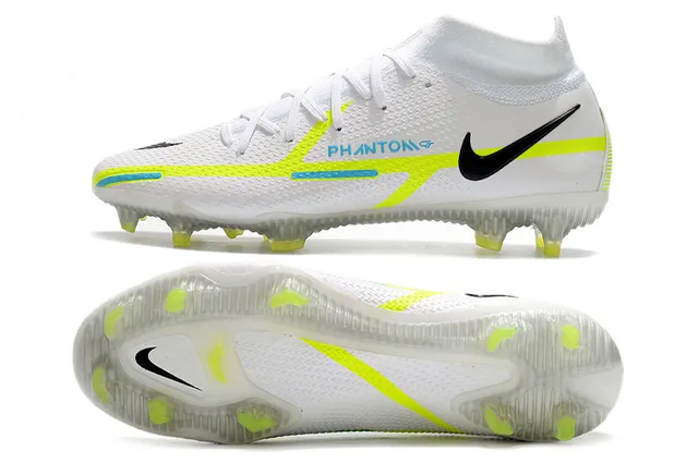 Nike Phantom GT White Green منخفض القطع كولار جوارب أرض صلبة أحذية كرة القدم 9