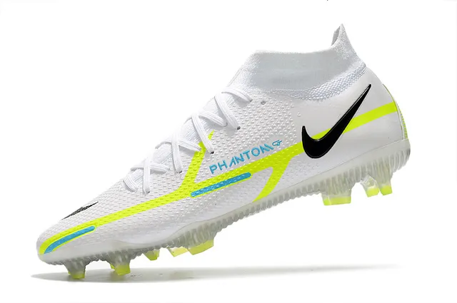 Nike Phantom GT White Green منخفض القطع كولار جوارب أرض صلبة أحذية كرة القدم 11